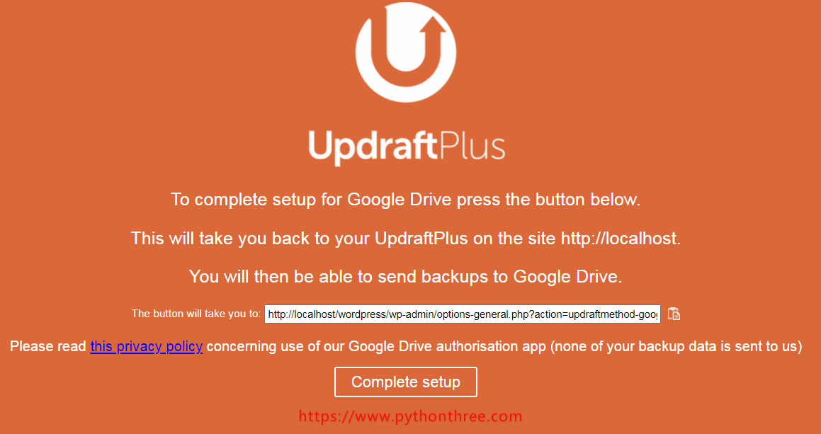 UpdraftPlus备份插件Google drive验证