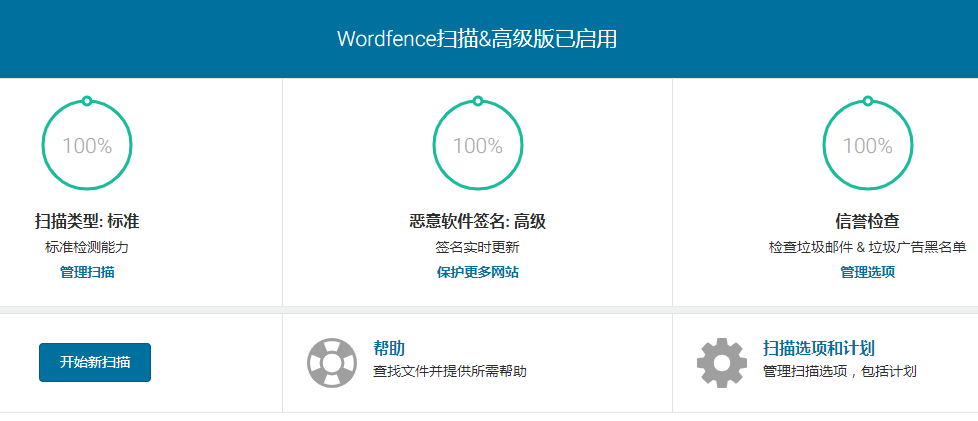 Wordfence Security Scan选项卡