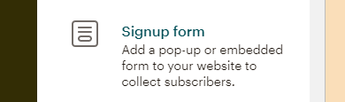 MailChimp仪表盘signup form