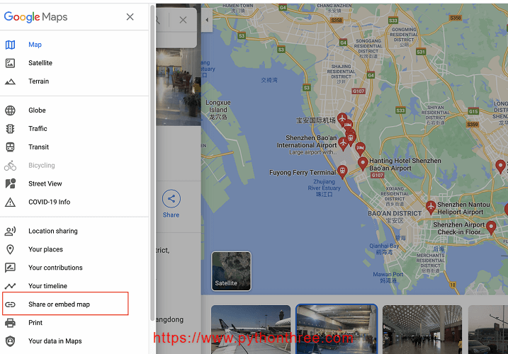 选择Google Maps创建要嵌入的地图