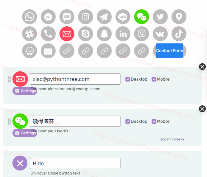 Chaty插件教程在WordPress网站中添加免费在线聊天功能 - 晓得博客 chaty插件选择需要显示的聊天工具