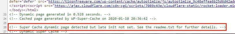 Super Cache插件错误Super Cache dynamic page detected but late init not set