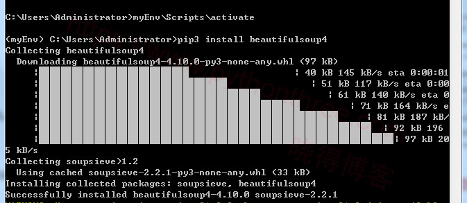 虚拟环境安装beautifulsoup4库