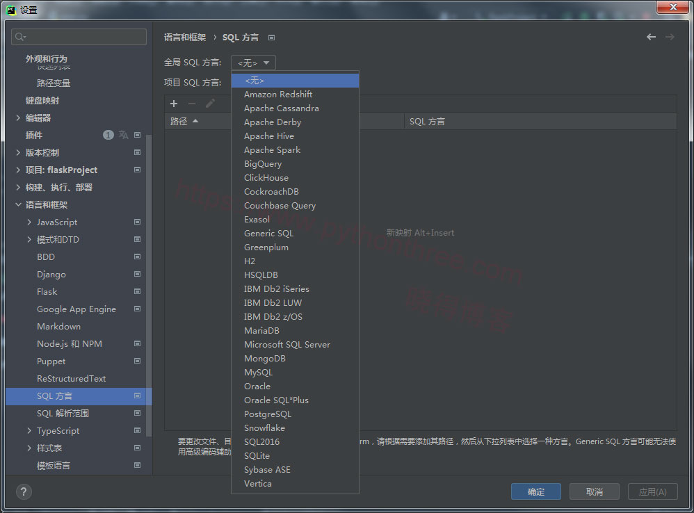 Pycharm Flask Web框架 - 晓得博客 更改方言和框架