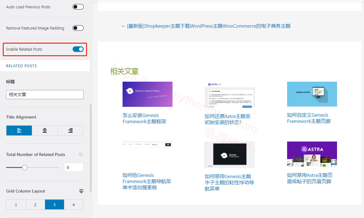 Astra主题博客文章如何添加相关文章 - 晓得博客 Astra主题设置相关文章功能开启