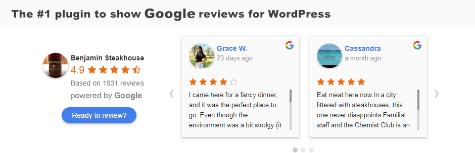 7个免费的WordPress星级评分插件 - 晓得博客 Widget-for-Google-Reviews星级评分插件