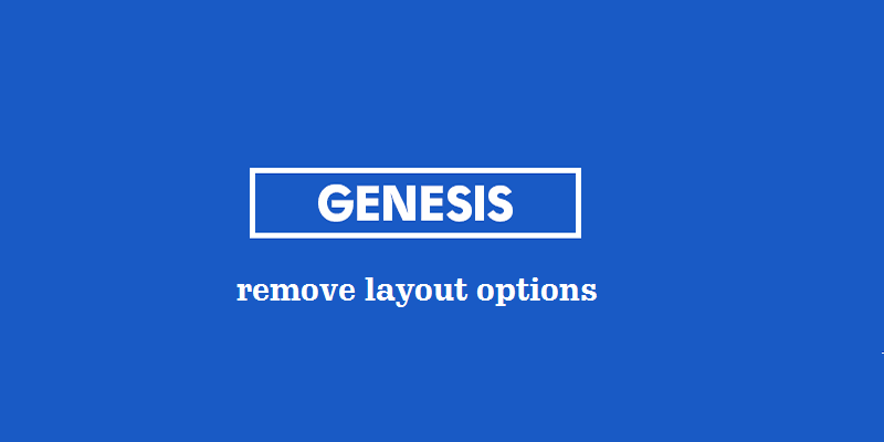 如何删除Genesis Framework主题框架布局选项