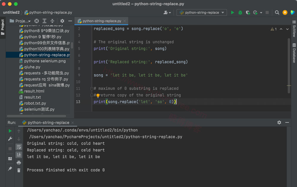 Python字符串replace() - 晓得博客 Python字符串replace示例