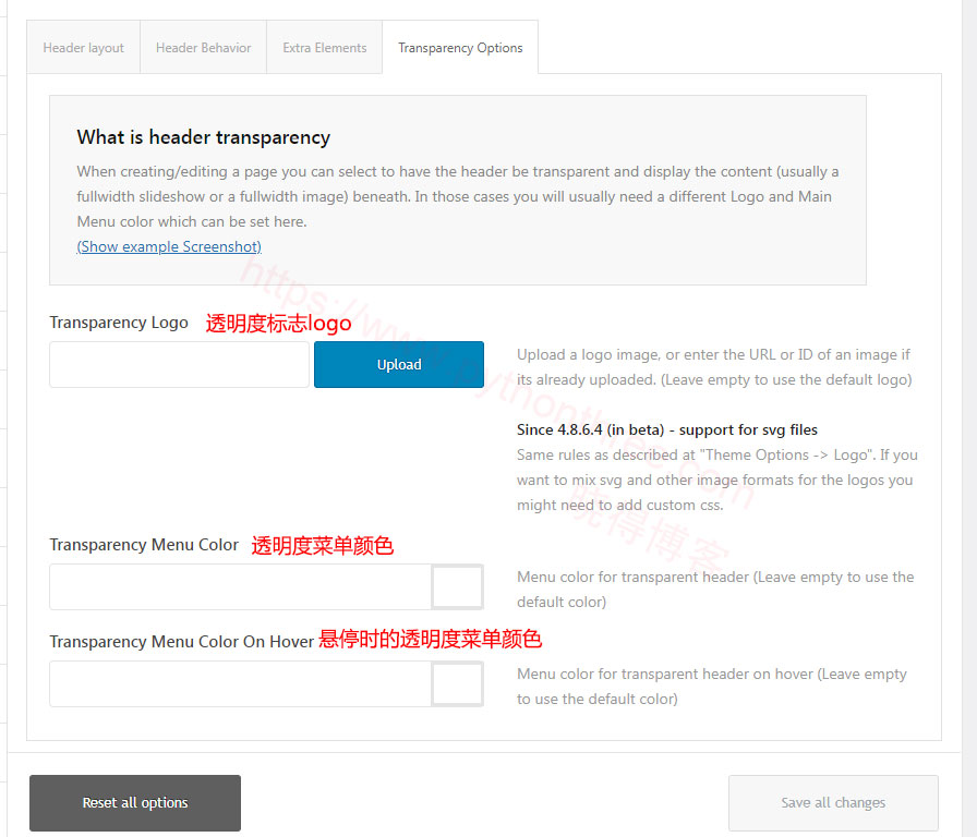 Transparency Option标题透明度设置