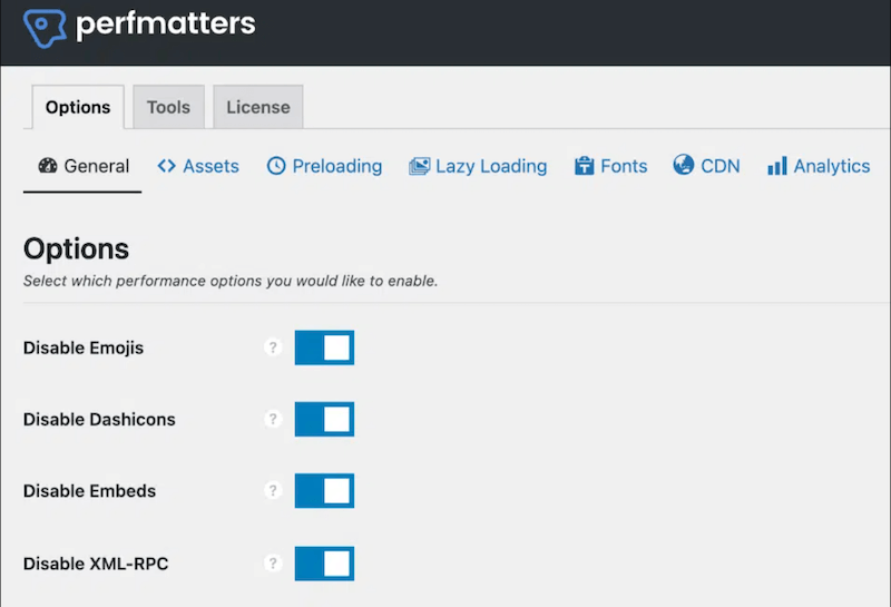 WordPress性能优化插件Perfmatters特点