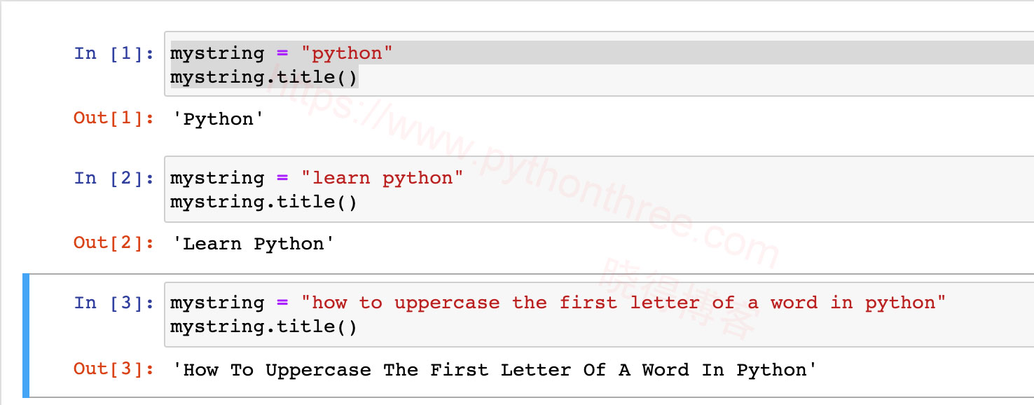 Python中将单词首字母大写title函数
