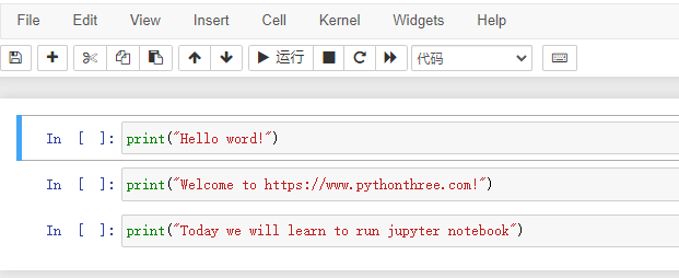 Jupyter Notebook中运行代码