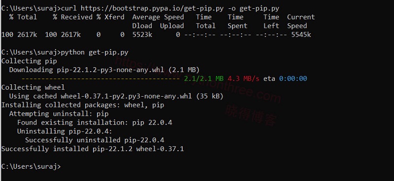 在Python中使用cURL安装PIP
