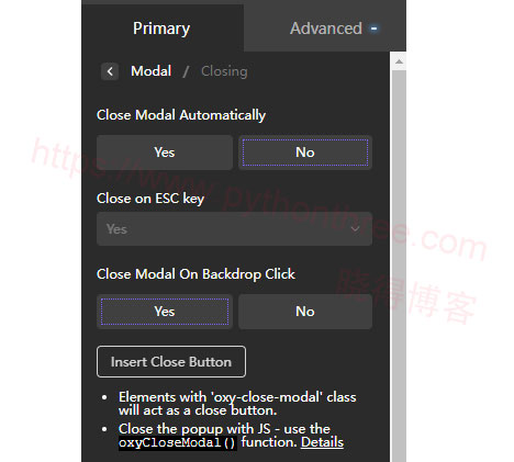 Oxygen Builder页面构建器Modal元素