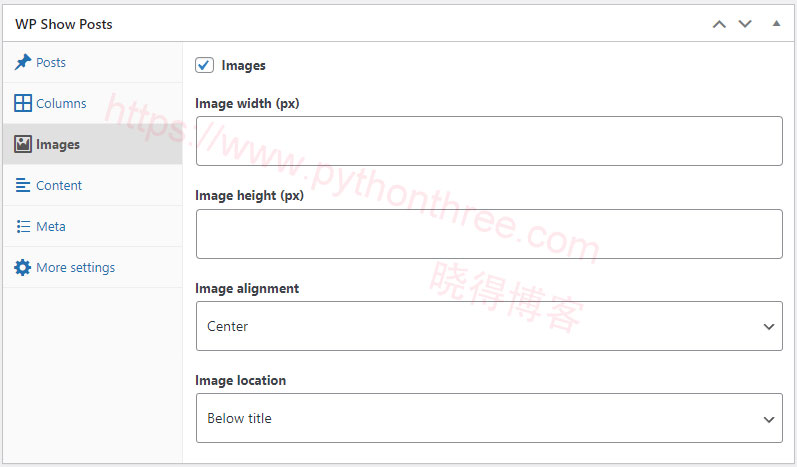 WP-Show-Posts插件图像设置