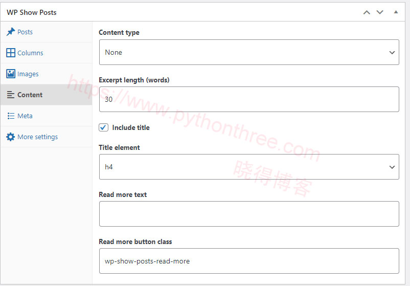 WP-Show-Posts插件内容设置