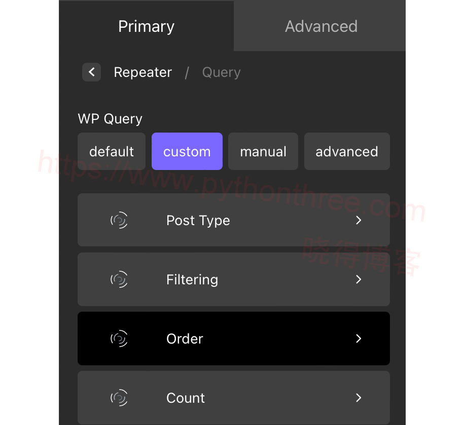 Oxygen Builder页面构建器Repeater元素 - 晓得博客 Repeater元素query类型