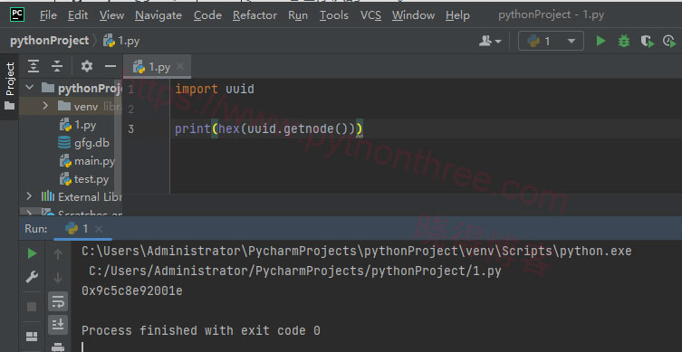 使用uuid.getnode()