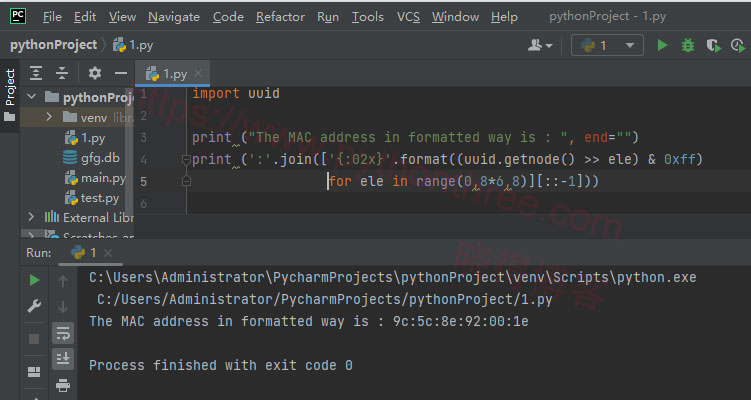 使用getnode()+format()