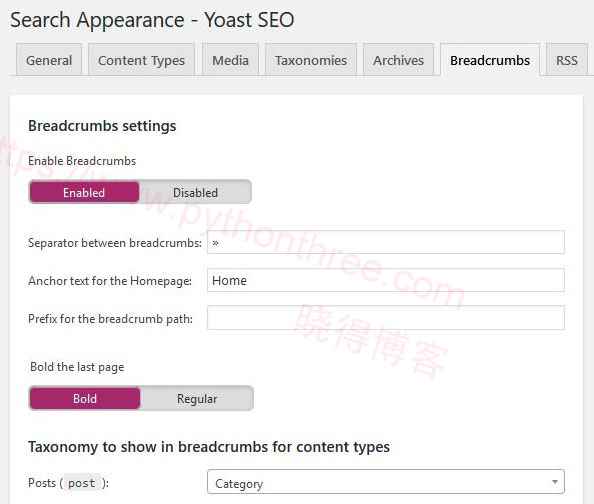 开启yoast-seo-breadcrumbs-settings