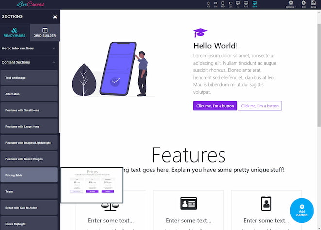 WordPress LiveCanvas Bootstrap页面构建器 - 晓得博客 LiveCanvas WordPress页面构建器功能