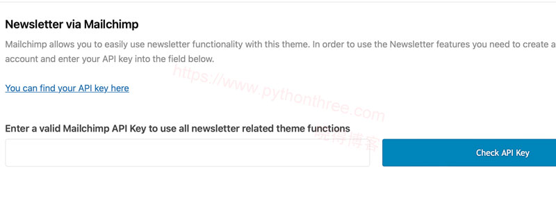 Enfold主题Mailchimp Newsletter通讯 - 晓得博客 输入MailChimp API密钥