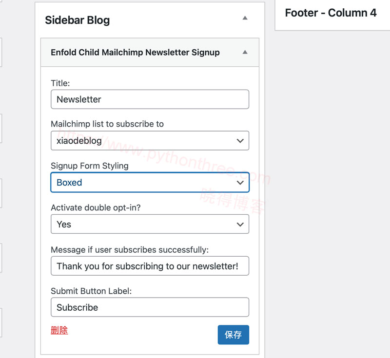 Enfold主题Mailchimp Newsletter通讯 - 晓得博客 MailChimp作为小部件