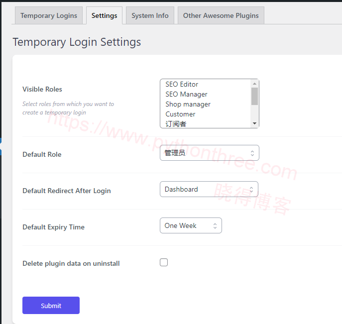 Temporary-Login-Without-Password插件临时用户有效期管理