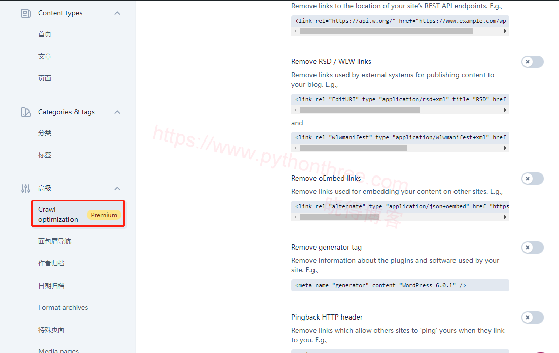 Yoast SEO Premium插件Crawl settings爬虫设置 - 晓得博客 Yoast-SEO-Premium插件Crawl-settings爬虫设置