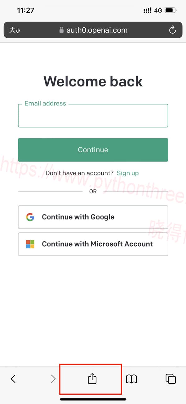 如何在iPhone上为ChatGPT创建快捷方式 - 晓得博客 点击Safari浏览器底部分享按钮