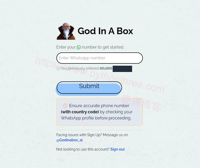 如何在WhatsApp中使用ChatGPT - 晓得博客 输入电话号码开始GOD-IN-A-BOX