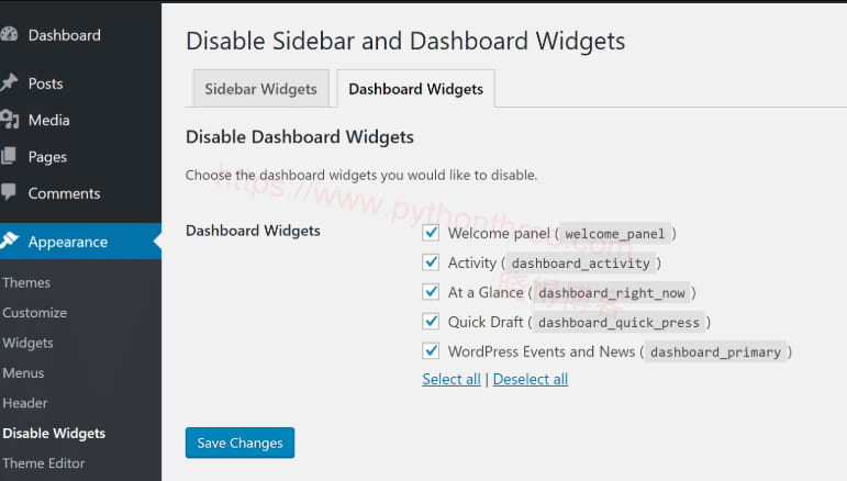 如何修复WordPress后台响应速度慢 - 晓得博客 Widget-Disable插件禁用小部件