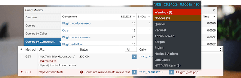 Query Monitor寻找大型插件