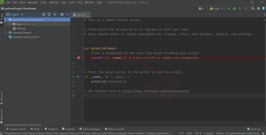 PyCharm创建一个新项目 - 晓得博客 运行Pycharm