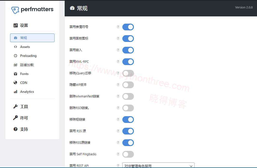 Perfmatters性能优化插件设置