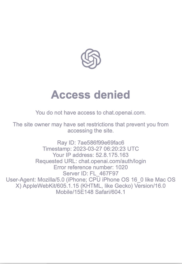 如何修复access denied you do not have access to chat.openai.com