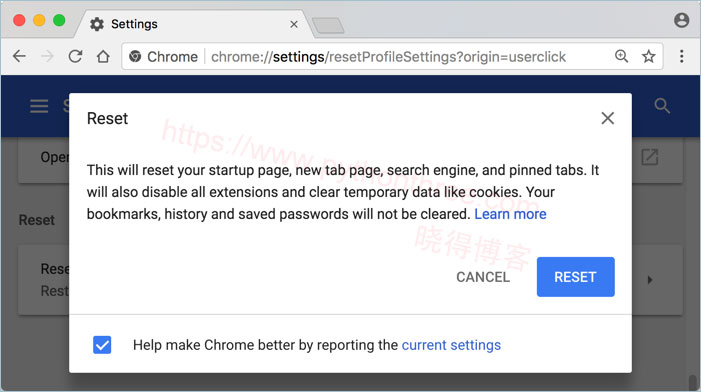 修复Chrome中的ERR_CACHE_MISS错误 - 晓得博客 重置Chrome谷歌浏览器