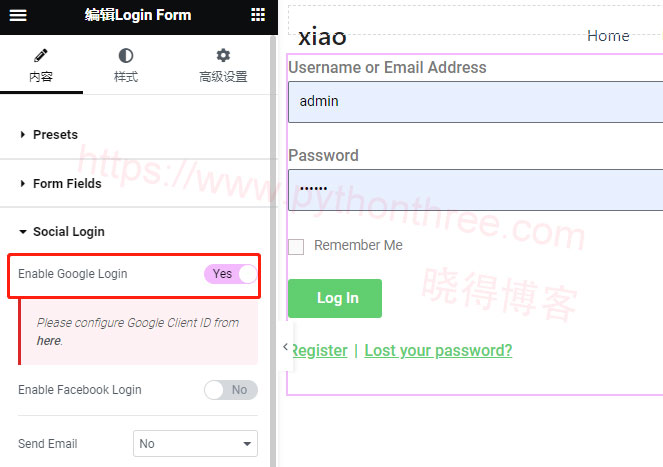 使用Elementor创建自定义Google登录表单 - 晓得博客 设置Elementor创建的自定义Google登录表单