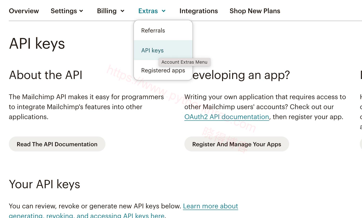 如何将Elementor Form连接到Mailchimp - 晓得博客 复制获取MailChimp-API密钥