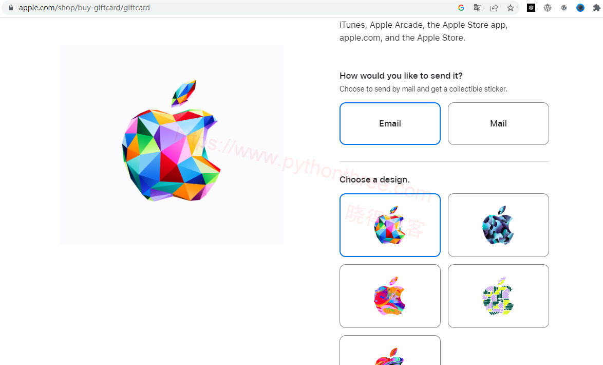 选择通过Email获得Apple-Gift-Card