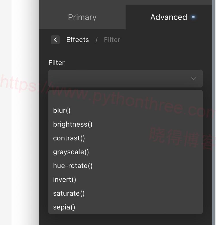 Oxygen Builder页面构建器Effects动画效果 - 晓得博客 FILTER筛选