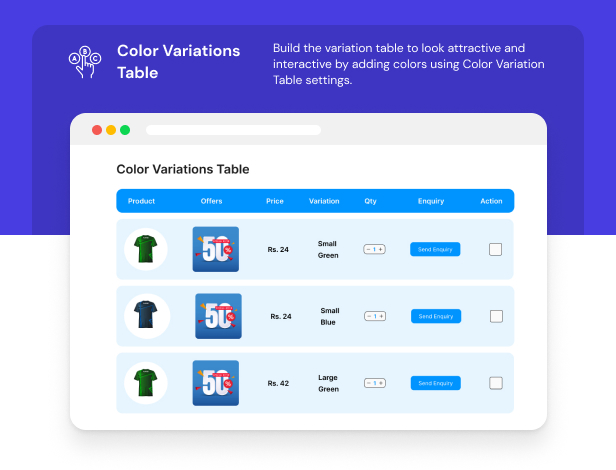 WooCommerce Product Variation Table