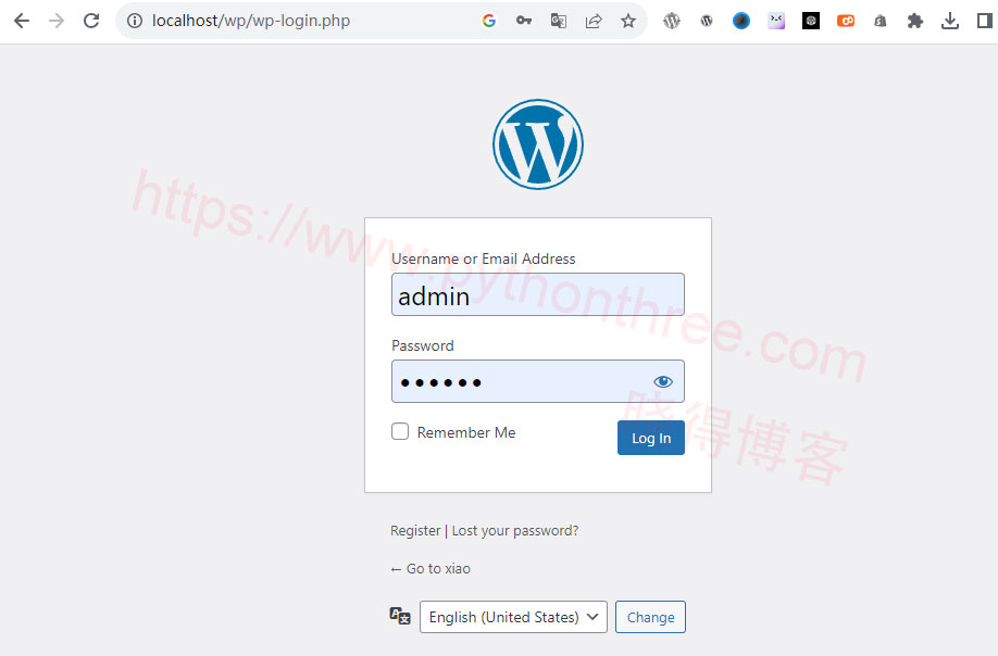 使用MAMP在Windows本地安装WordPress - 晓得博客 登录WordPress测试站点