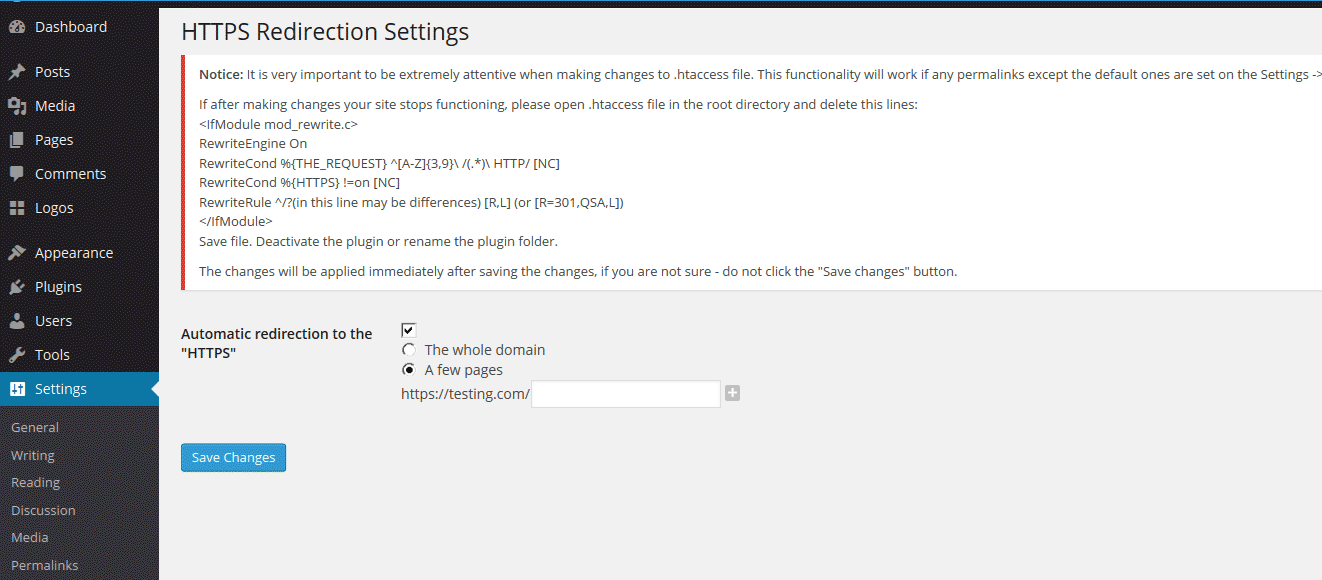 7个免费WordPress SSL插件 - 晓得博客 Easy HTTPS Redirection (SSL)插件