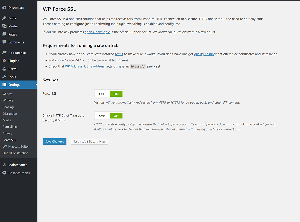 7个免费WordPress SSL插件 - 晓得博客 WP Force SSL插件