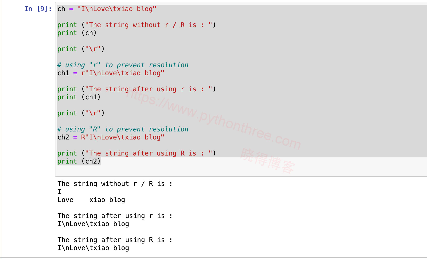 在Python中打印转义字符的方法 - 晓得博客 使用r/R打印转义字符