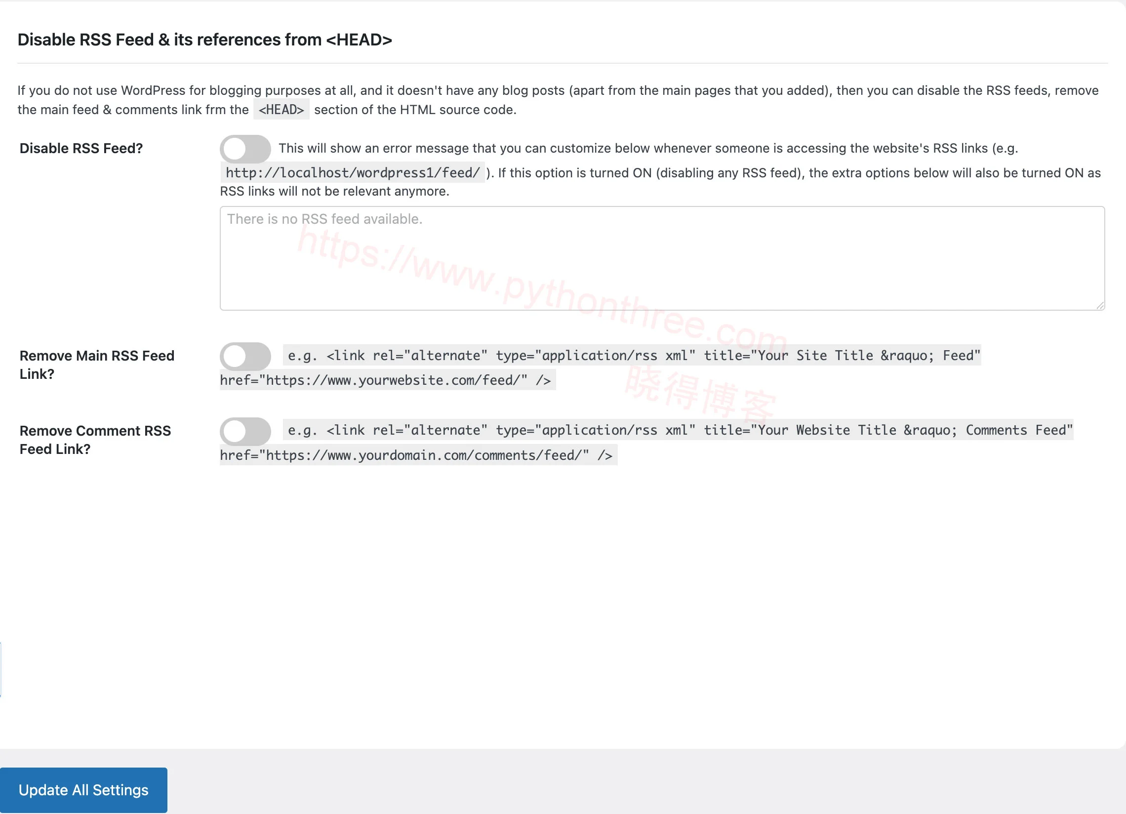 Disable RSS Feed禁用RSS Feed1