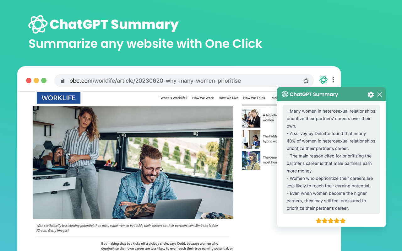 ChatGPT summary for Chrome