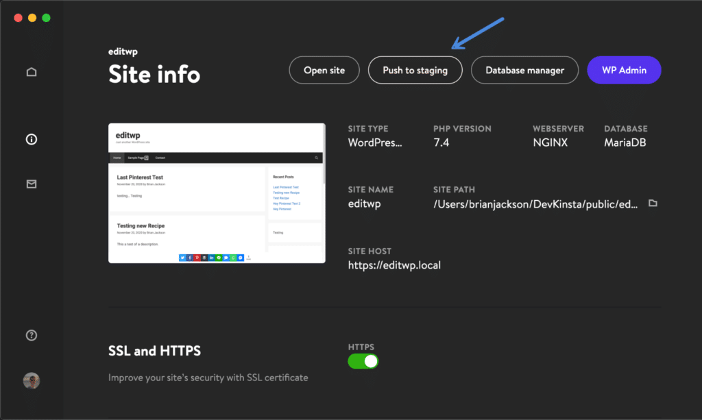 将本地 WordPress 站点推送至暂存阶段