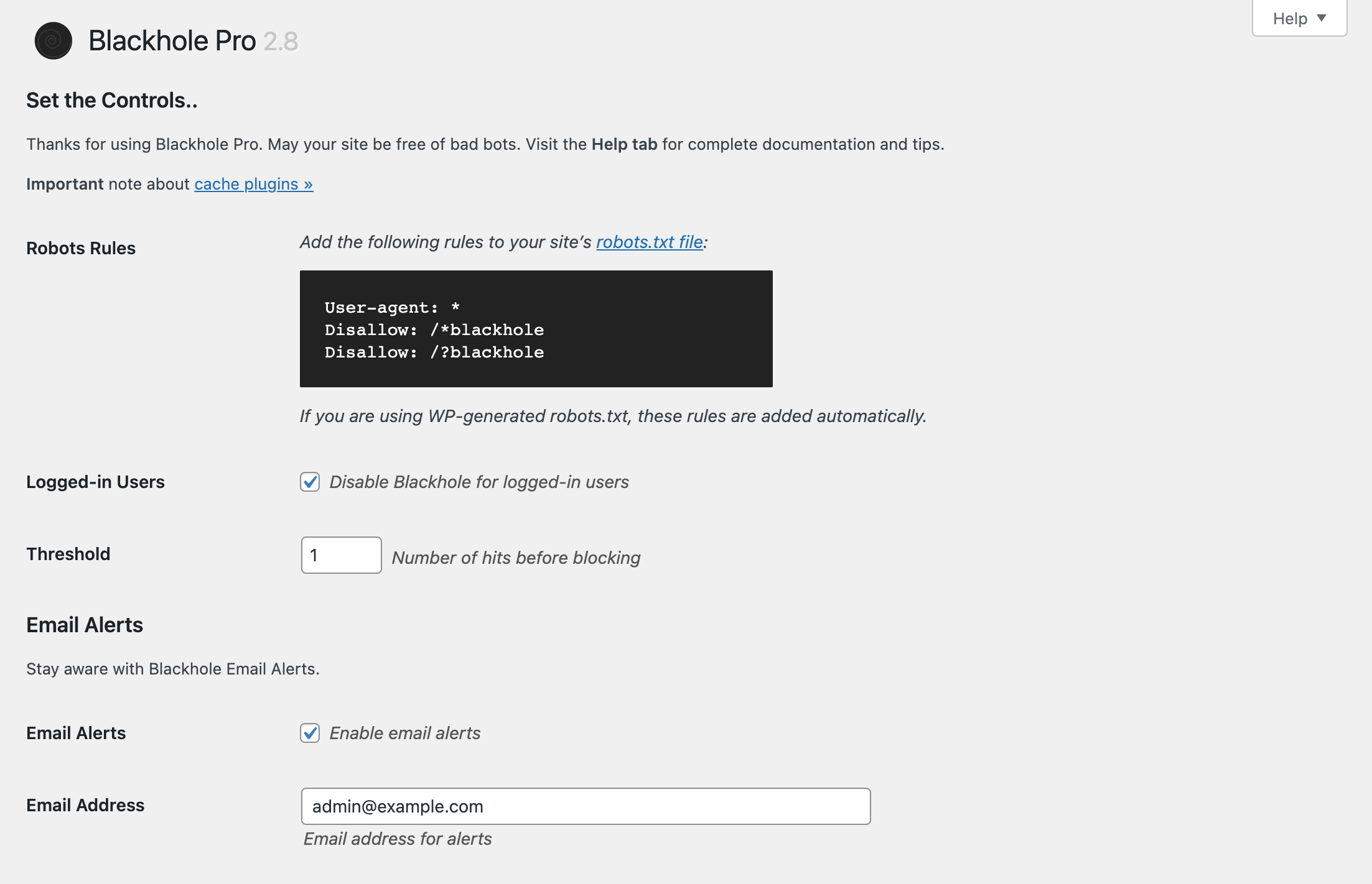 WordPress安全插件Blackhole Pro Plugin